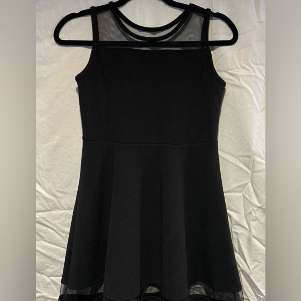 Black Dress with Sheer Trim